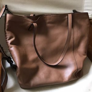 Brown leather tote / cross body bag. Like new.